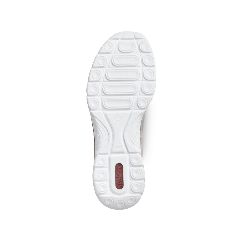 RIEKER - N42K6-40- FLAT SLIP-ON "TOGGLE LACE" COMFORT SHOE - SILVER MIX