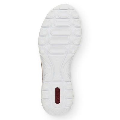 RIEKER - N42T0-81 FLAT SLIP-ON TOGGLE LACE COMFORT SHOE - WHITE/ORANGE