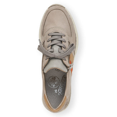 RIEKER - N4321-40 LACE UP FASHION SHOE WITH ZIP - BEIGE