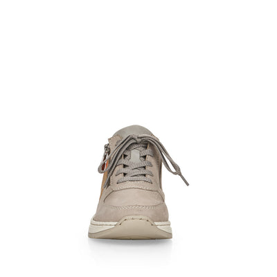 RIEKER - N4321-40 LACE UP FASHION SHOE WITH ZIP - BEIGE