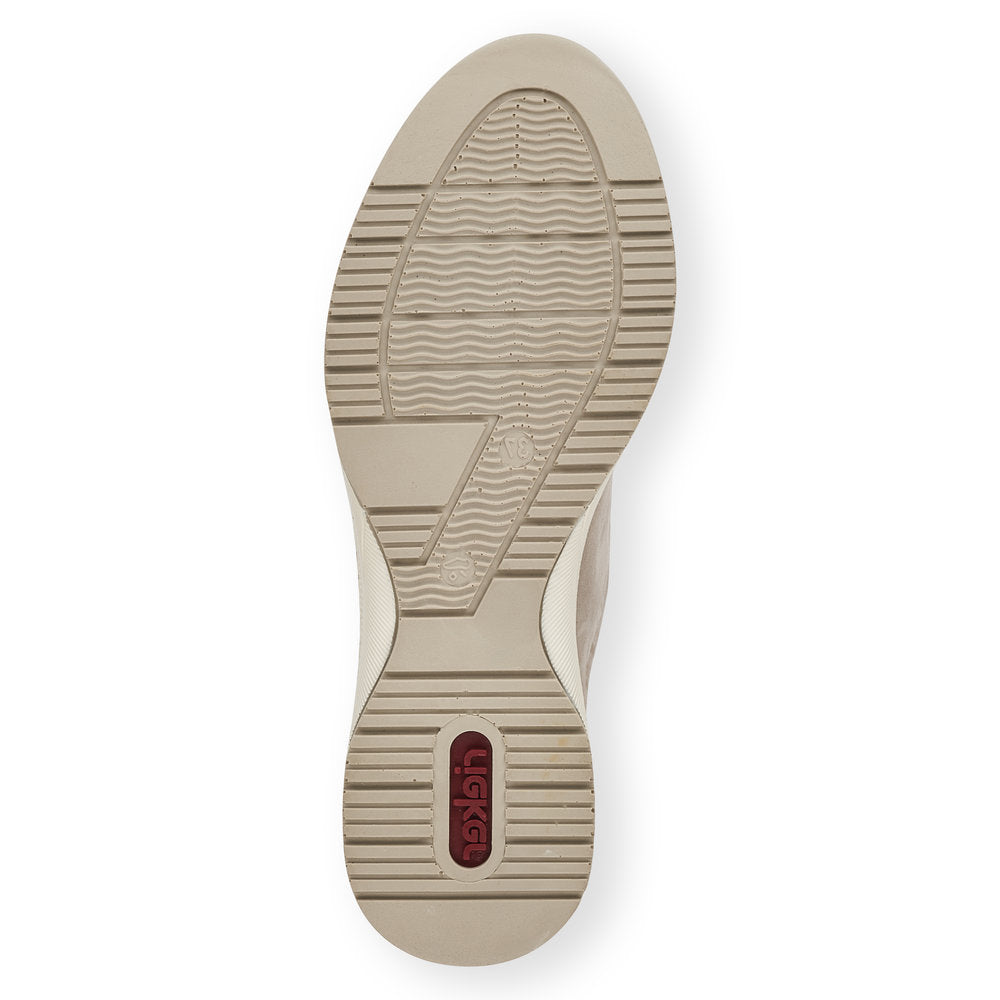 RIEKER - N4321-40 LACE UP FASHION SHOE WITH ZIP - BEIGE