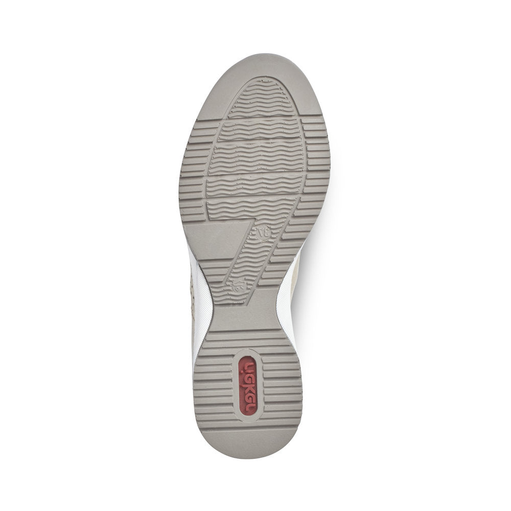 RIEKER - N4326-80 WEDGE ZIP/LACED COMFORT SHOE - SILVER/GOLD