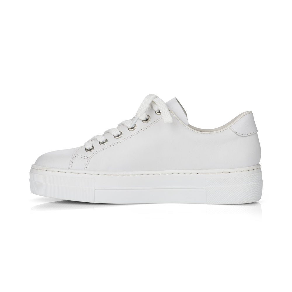 RIEKER - N4921-80 CASUAL LACE-UP SHOE WITH SIDE ZIP - WHITE