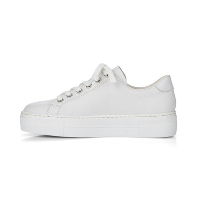 RIEKER - N4921-80 CASUAL LACE-UP SHOE WITH SIDE ZIP - WHITE