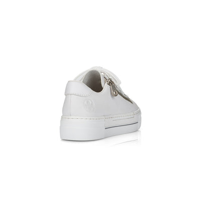 RIEKER - N4921-80 CASUAL LACE-UP SHOE WITH SIDE ZIP - WHITE