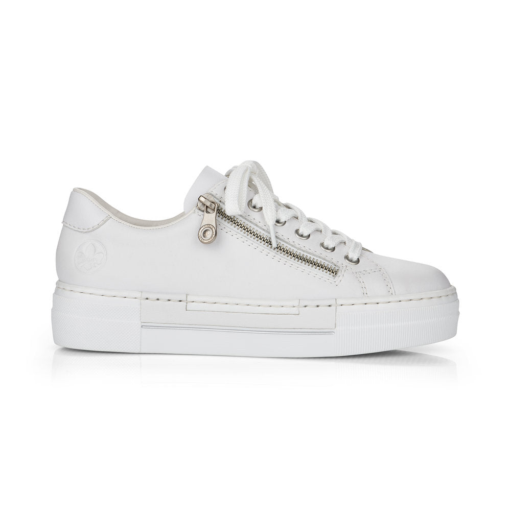 RIEKER - N4921-80 CASUAL LACE-UP SHOE WITH SIDE ZIP - WHITE