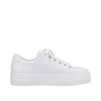 RIEKER - N4921-81 CASUAL LACE-UP SHOE WITH A ZIPPER - WHITE