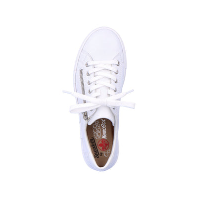 RIEKER - N4921-81 CASUAL LACE-UP SHOE WITH A ZIPPER - WHITE