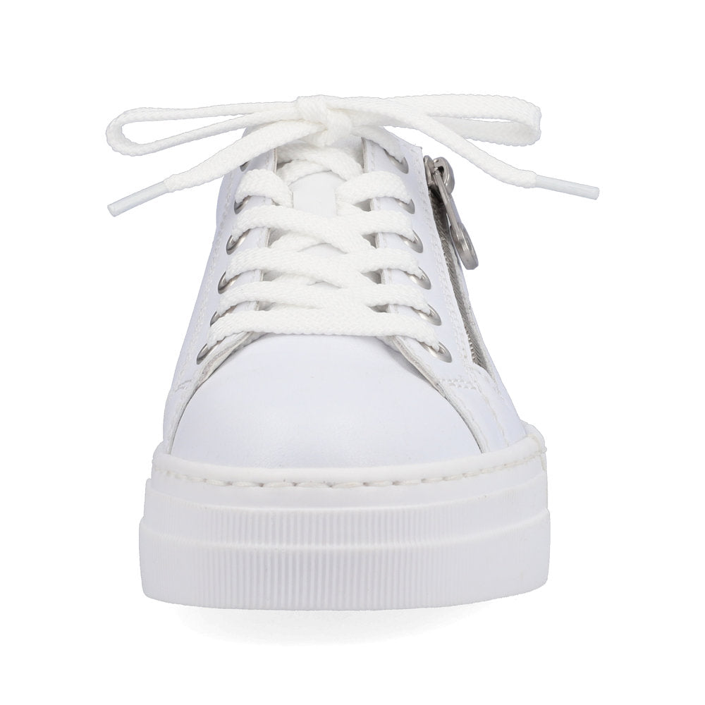 RIEKER - N4921-81 CASUAL LACE-UP SHOE WITH A ZIPPER - WHITE