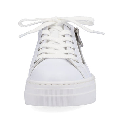 RIEKER - N4921-81 CASUAL LACE-UP SHOE WITH A ZIPPER - WHITE