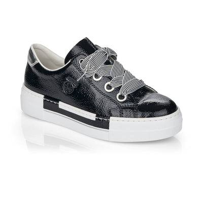 RIEKER N49A2-00 LADIES BLACK LACE UP SHOES