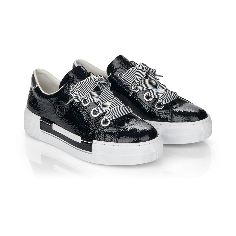 RIEKER N49A2-00 LADIES BLACK LACE UP SHOES