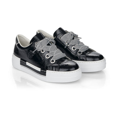 RIEKER N49A2-00 LADIES BLACK LACE UP SHOES