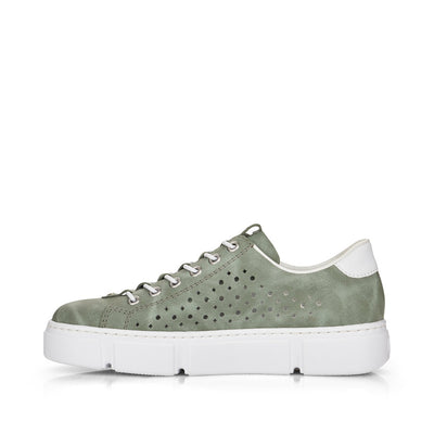 RIEKER - N5953-52 MOC LACE FASHION SHOE WITH ZIP - GREEN