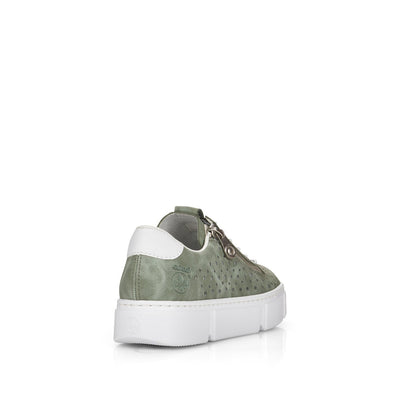 RIEKER - N5953-52 MOC LACE FASHION SHOE WITH ZIP - GREEN