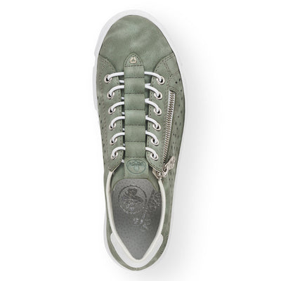 RIEKER - N5953-52 MOC LACE FASHION SHOE WITH ZIP - GREEN