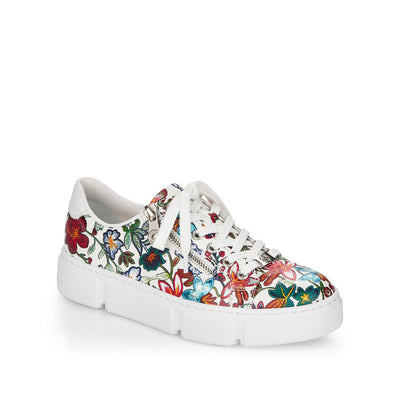 RIEKER- N59L1-90 FLAT LACED/ZIP FASHION SHOE - MULTI PRINT