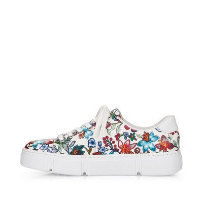 RIEKER- N59L1-90 FLAT LACED/ZIP FASHION SHOE - MULTI PRINT