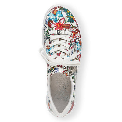 RIEKER- N59L1-90 FLAT LACED/ZIP FASHION SHOE - MULTI PRINT