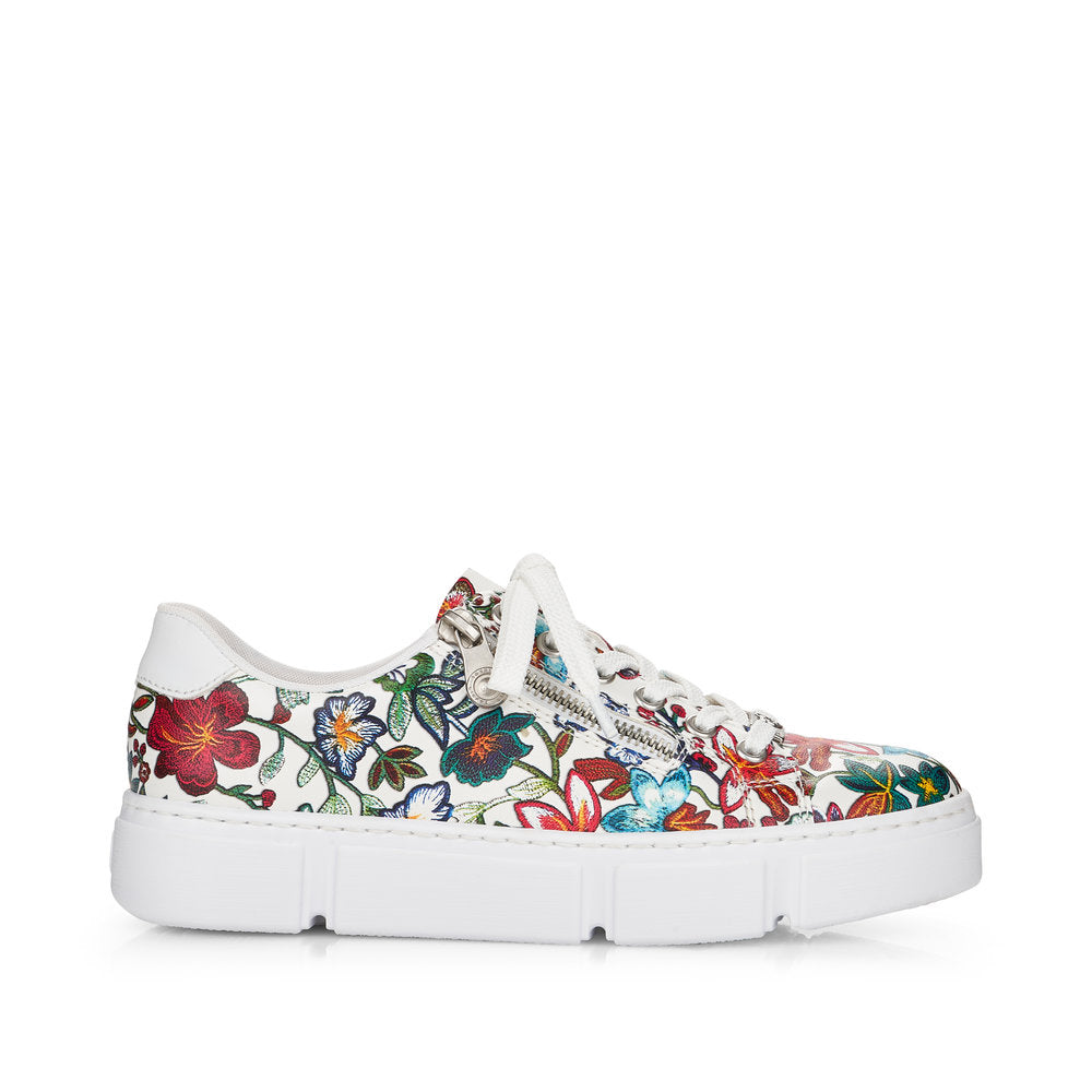 RIEKER- N59L1-90 FLAT LACED/ZIP FASHION SHOE - MULTI PRINT