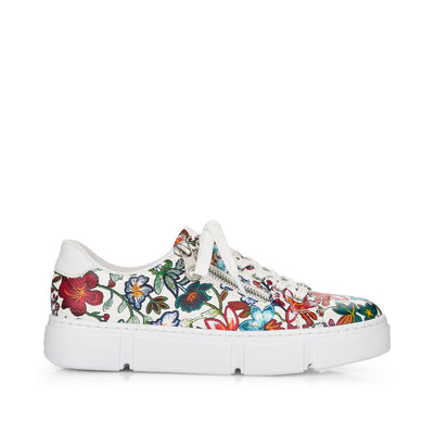RIEKER- N59L1-90 FLAT LACED/ZIP FASHION SHOE - MULTI PRINT