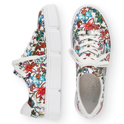 RIEKER- N59L1-90 FLAT LACED/ZIP FASHION SHOE - MULTI PRINT
