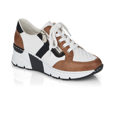 RIEKER N6303-64 LADIES WHITE COMBINATION LACE UP SHOES