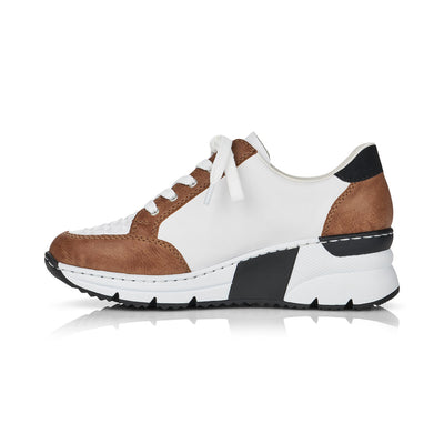 RIEKER N6303-64 LADIES WHITE COMBINATION LACE UP SHOES