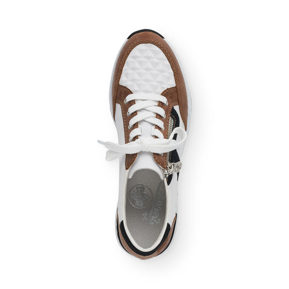 RIEKER N6303-64 LADIES WHITE COMBINATION LACE UP SHOES