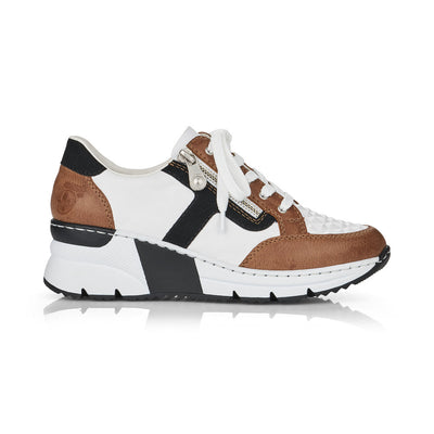 RIEKER N6303-64 LADIES WHITE COMBINATION LACE UP SHOES