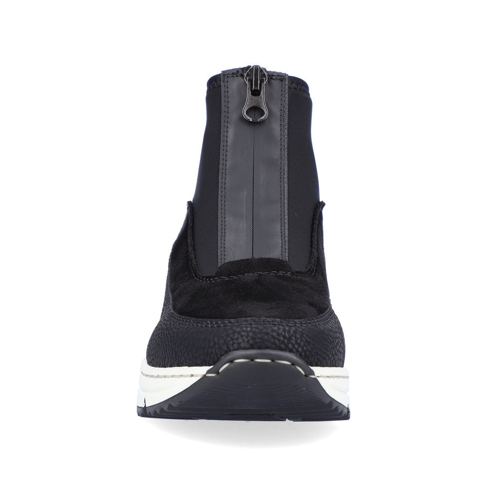 RIEKER - N6352-00 LOW WEDGE FRONT ZIP ANKLE BOOT - BLACK