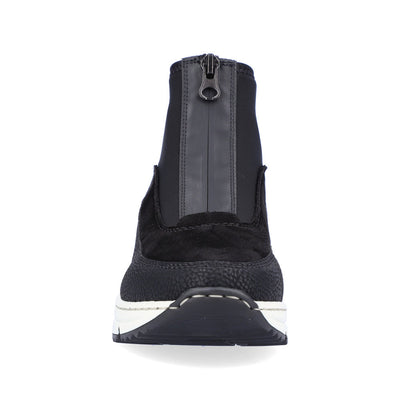 RIEKER - N6352-00 LOW WEDGE FRONT ZIP ANKLE BOOT - BLACK