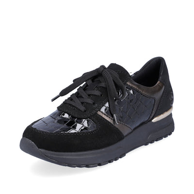 RIEKER N7412-00 LACED FASHION SHOE - BLACK MULTI