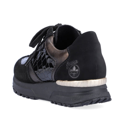 RIEKER N7412-00 LACED FASHION SHOE - BLACK MULTI