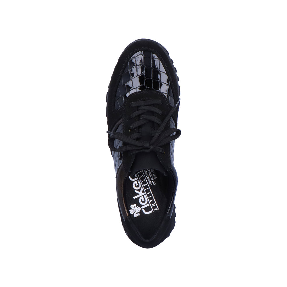 RIEKER N7412-00 LACED FASHION SHOE - BLACK MULTI