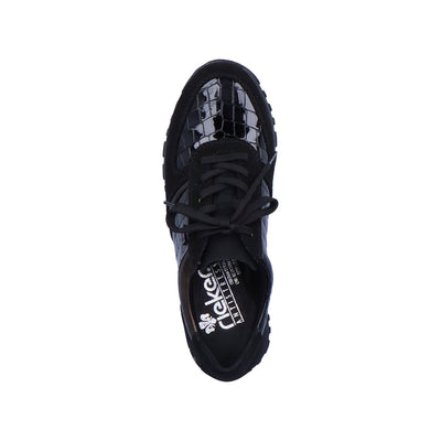 RIEKER N7412-00 LACED FASHION SHOE - BLACK MULTI