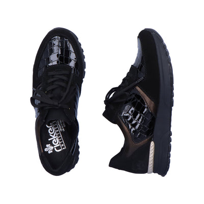 RIEKER N7412-00 LACED FASHION SHOE - BLACK MULTI