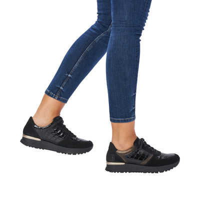 RIEKER N7412-00 LACED FASHION SHOE - BLACK MULTI