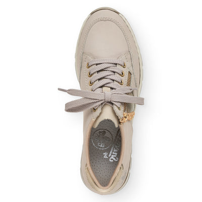 RIEKER - N8322-60 WEDGE ZIP/LACE COMFORT SHOE - BEIGE
