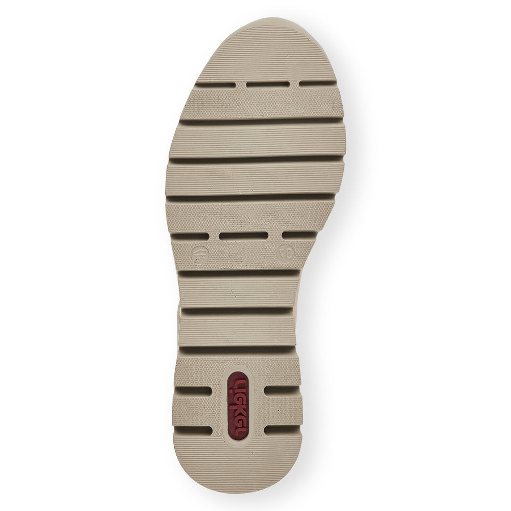 RIEKER - N8322-60 WEDGE ZIP/LACE COMFORT SHOE - BEIGE