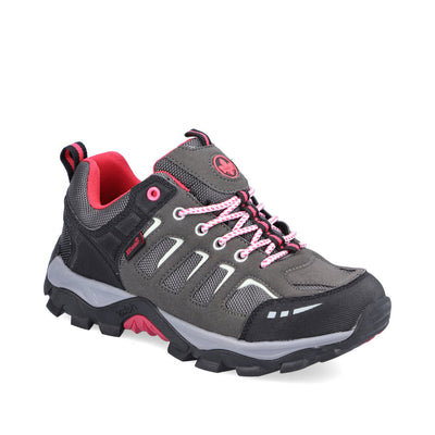 RIEKER - N8820-43 TEX LACED WALKING SHOE - GREY/PINK