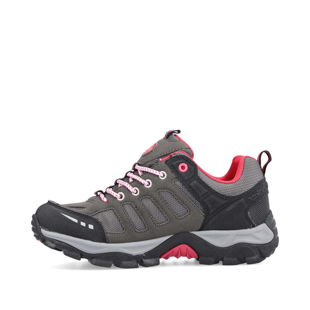 RIEKER - N8820-43 TEX LACED WALKING SHOE - GREY/PINK