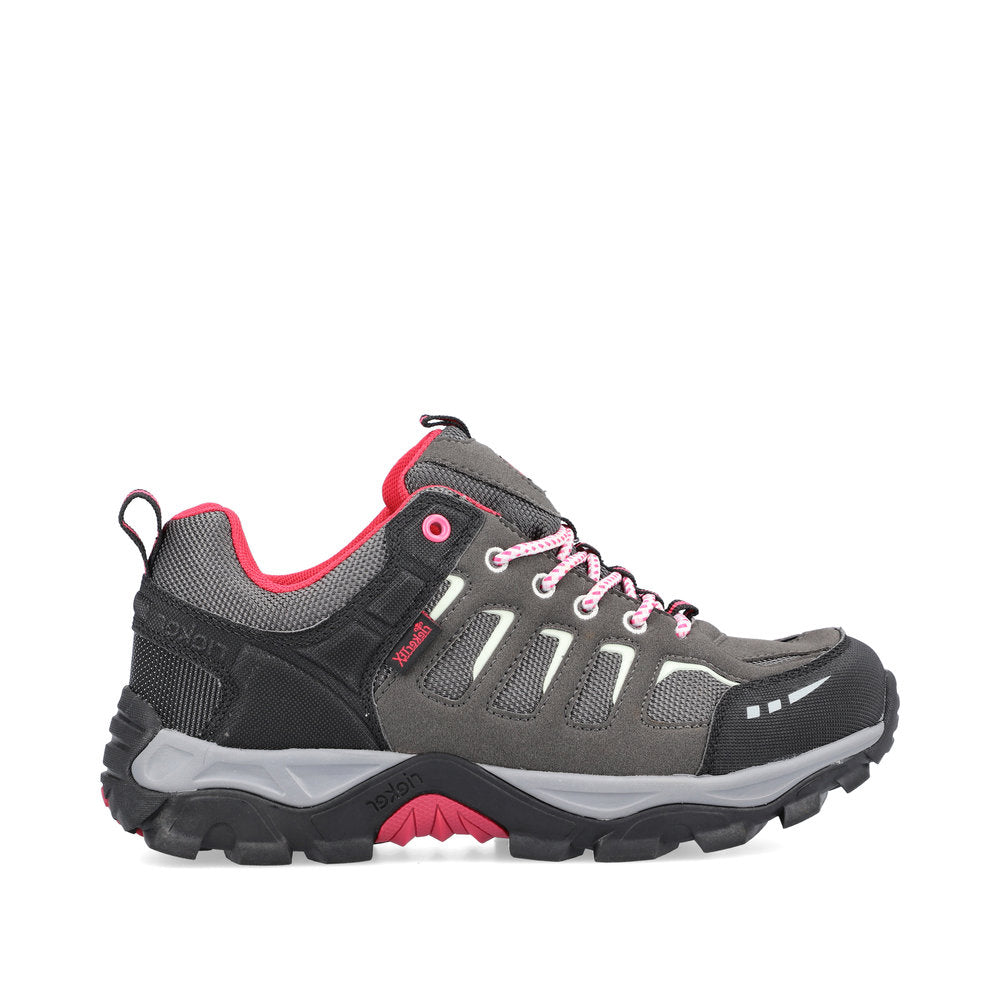 RIEKER - N8820-43 TEX LACED WALKING SHOE - GREY/PINK