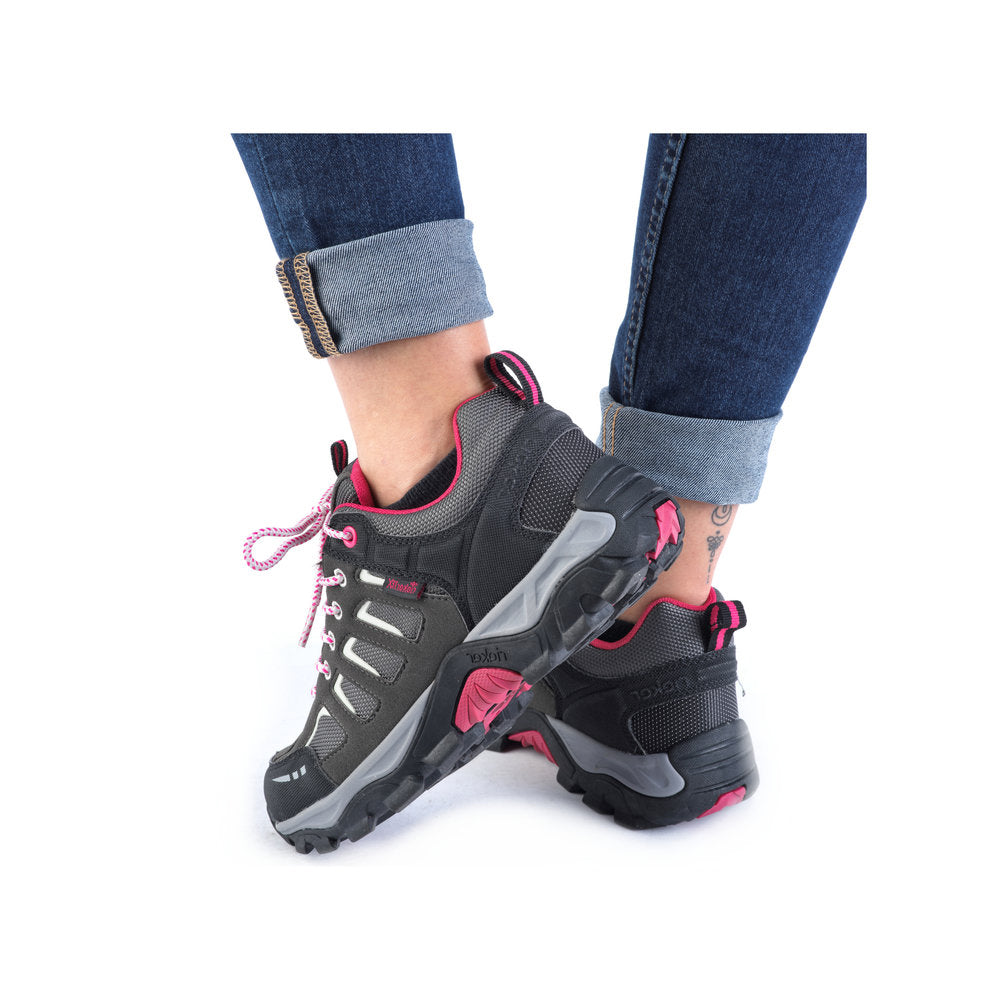 RIEKER - N8820-43 TEX LACED WALKING SHOE - GREY/PINK