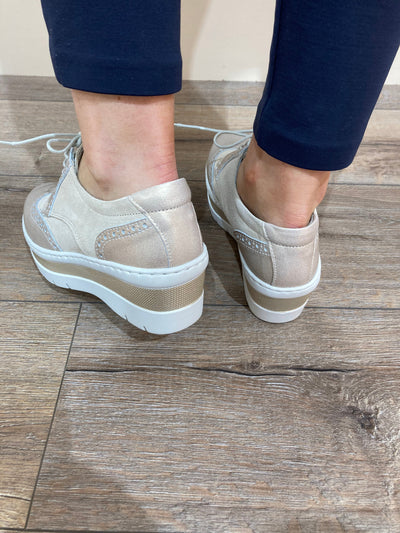 NOTTON - 3511 LACED WEDGE SHOE - GOLD