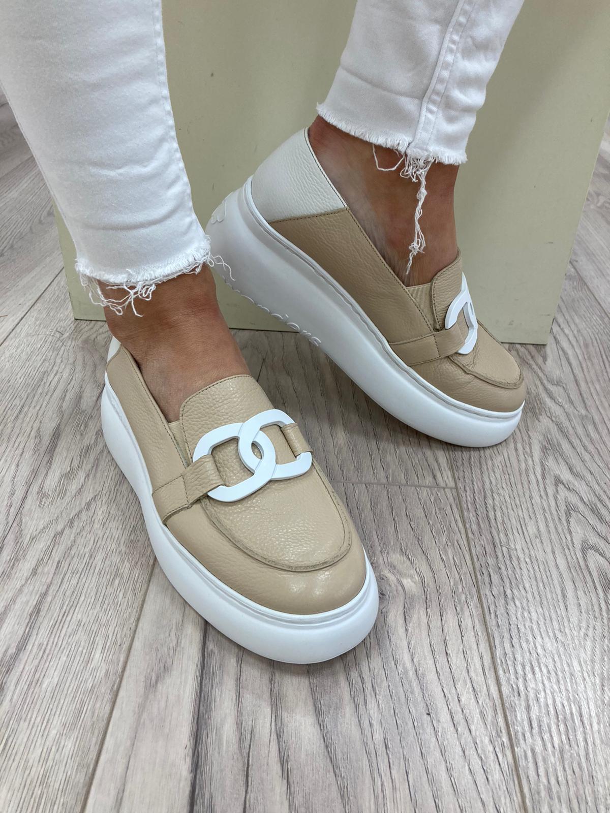 WONDERS -  A-2611 SLIP-ON SHOE - BEIGE/WHITE