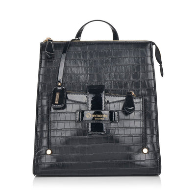 REMONTE- Q0515-02 ZIP BACKPACK WITH FRONT FLAP - BLACK CROC