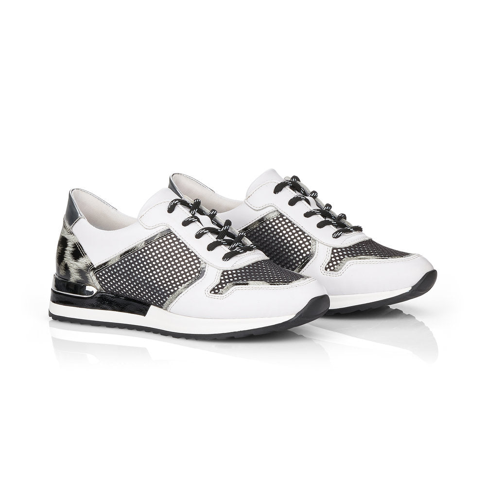 REMONTE - R2512-81 LACED FASHION TRAINER - WHITE/BLACK