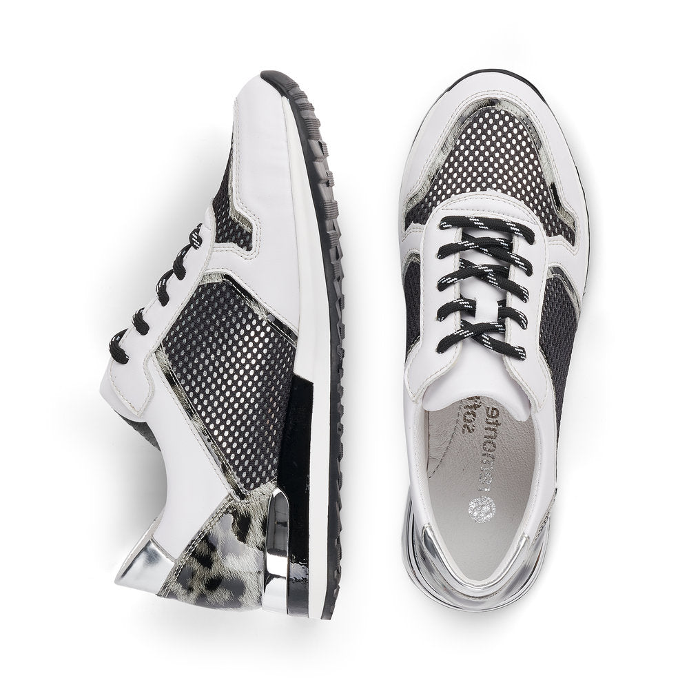 REMONTE - R2512-81 LACED FASHION TRAINER - WHITE/BLACK