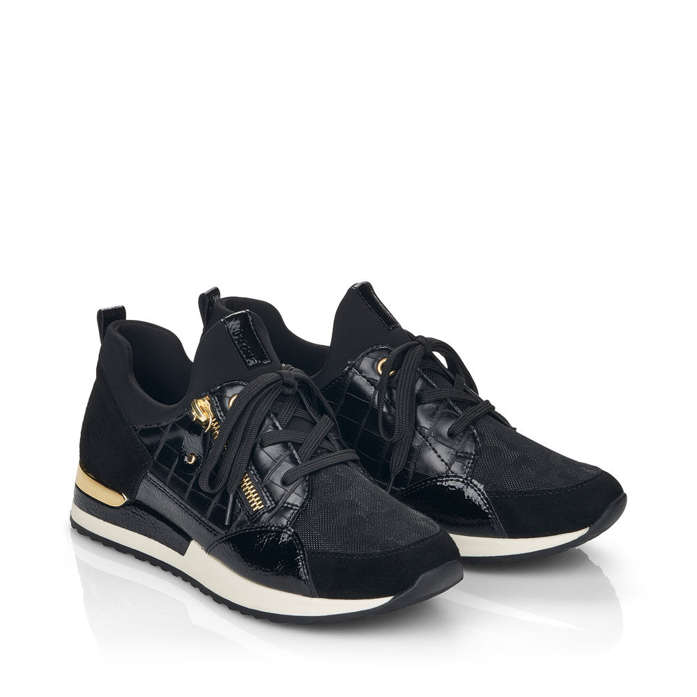 REMONTE - R2529-01 FASHION LACED TRAINER - BLACK COMBI
